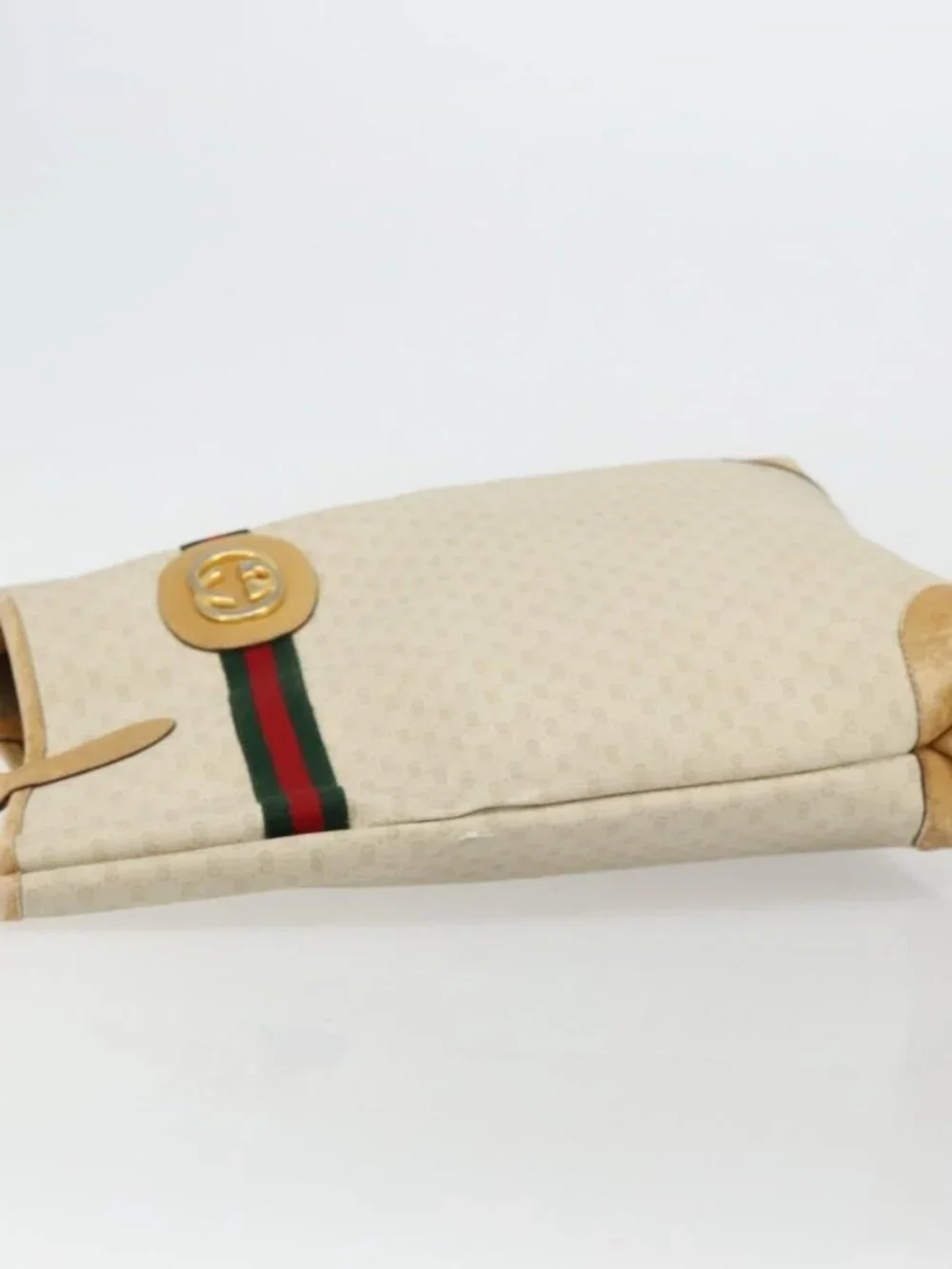 GUCCI GG Supreme Web Sherry Line Bag PVC Ivory Red 002 904 0131 Auth